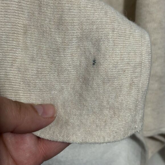 Chicos Womens SM/MD Hooded Cape Poncho Tan Cream Knit Cotton Cashmere Travel - Picture 6 of 6